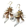 【SUGEBEINI】 New Chinese-style enamel small fish stud swimming retro earrings ZEH00049 Item Picture